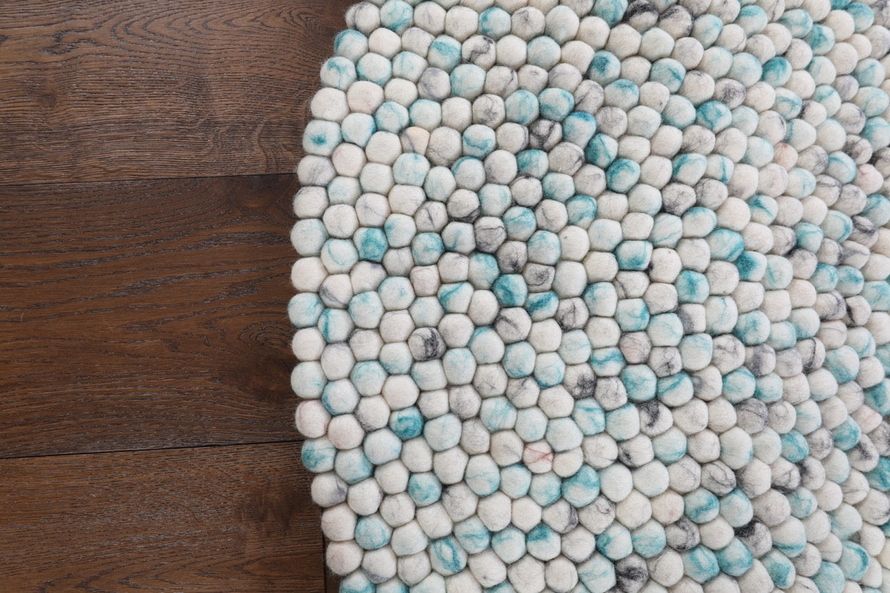 Modern felt Multicolor Blue Wool Rug