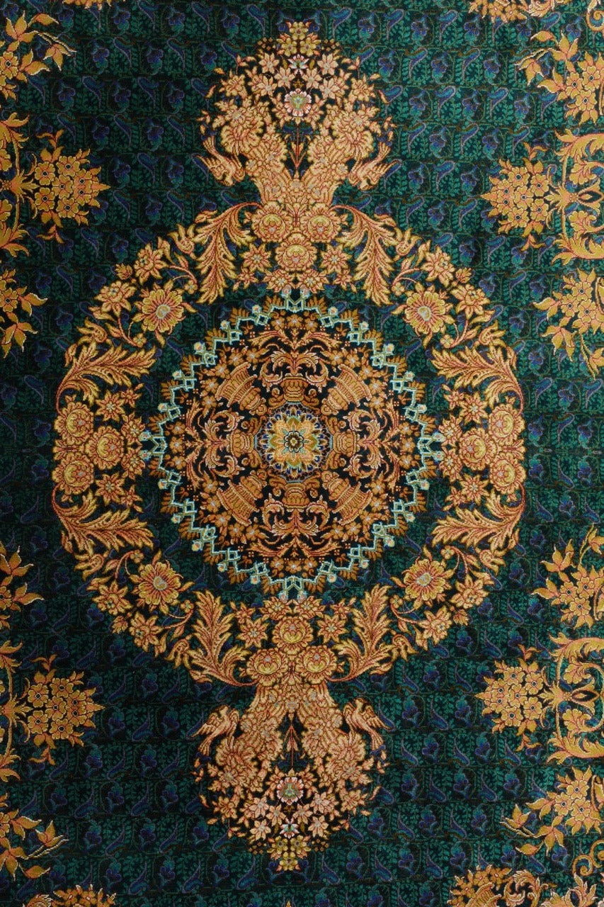 Pure Silk Traditional Persian Qom Fine Handmade Carpet