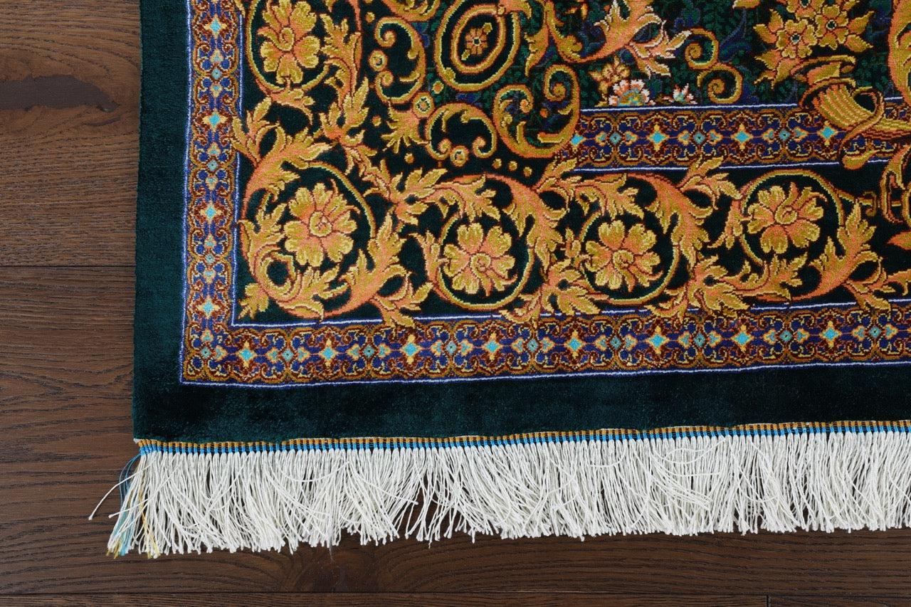 Pure Silk Traditional Persian Qom Fine Handmade Carpet