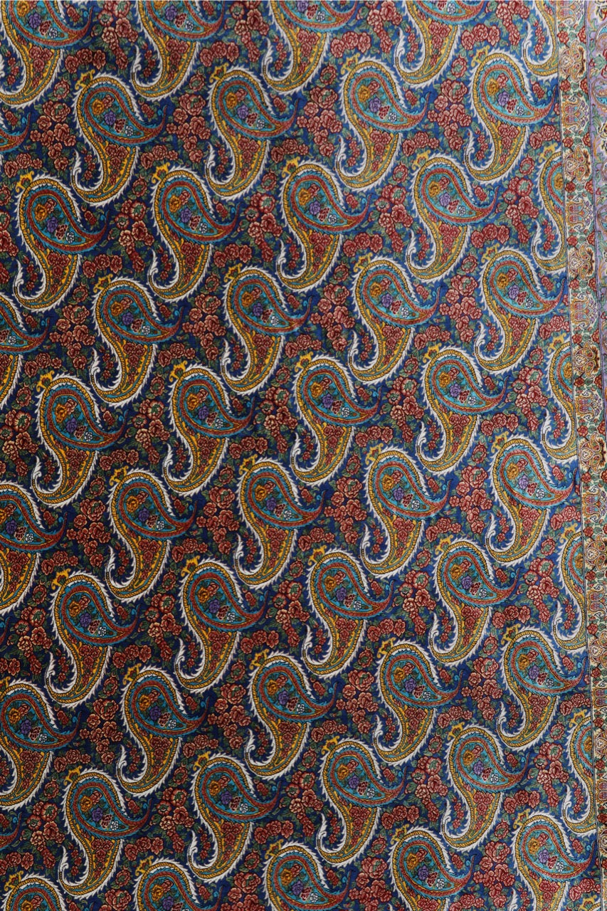 Handmade Persian Qom Firozhe Fine Paisley Silk Rug