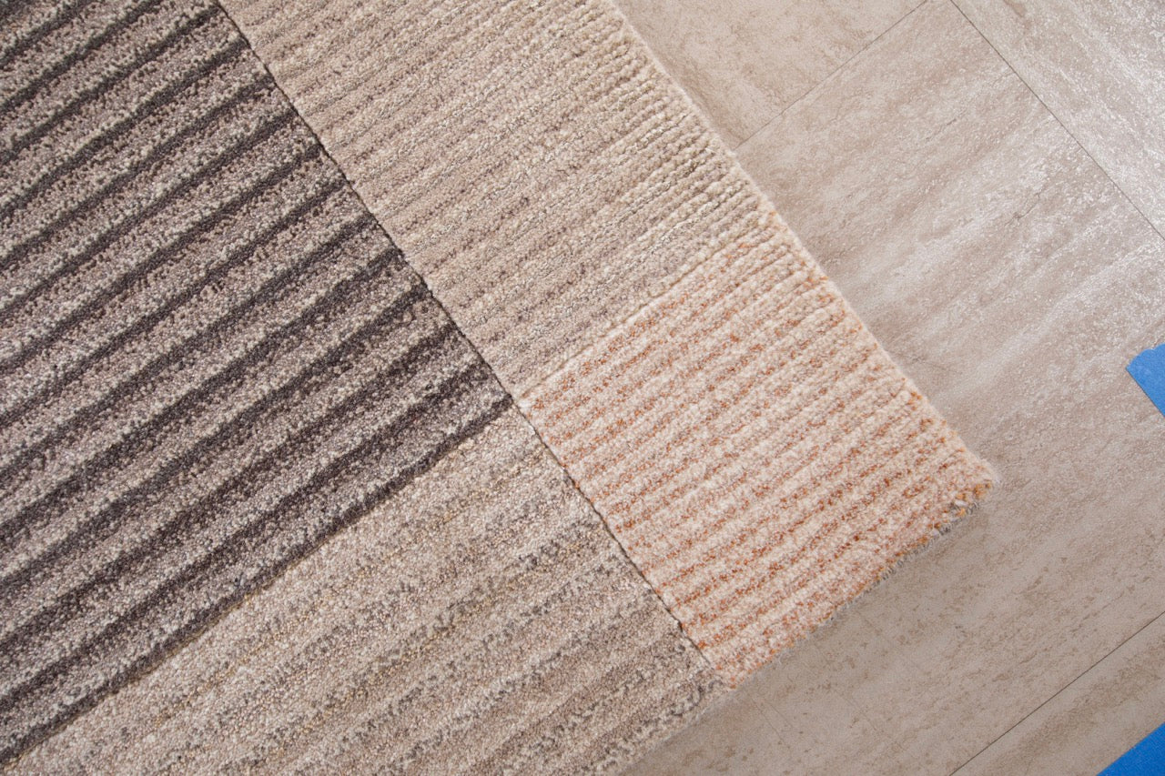 Handmade Modern Striped Wool Multicolor Tibetan Area Rug