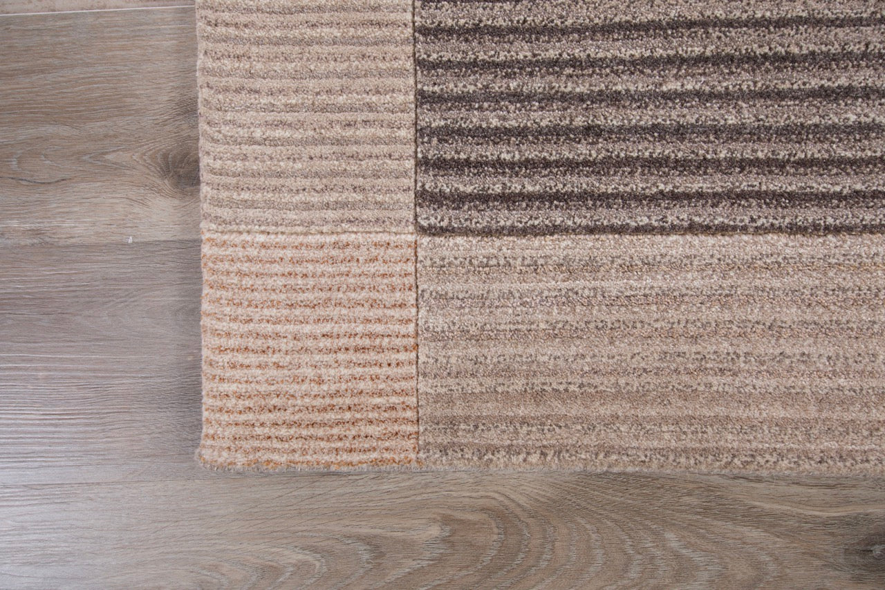 Handmade Modern Striped Wool Multicolor Tibetan Area Rug
