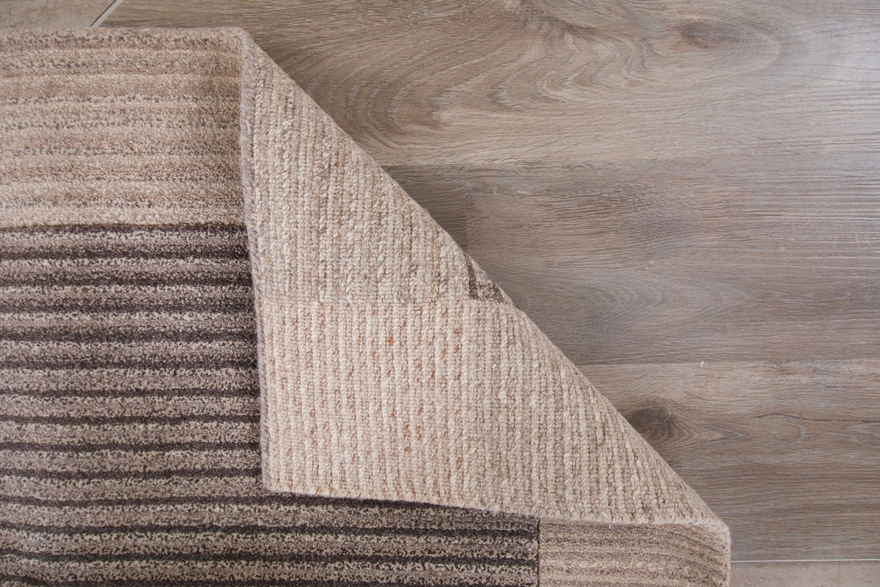 851 - Handmade Modern Striped Wool Multicolor Tibetan Area Rug