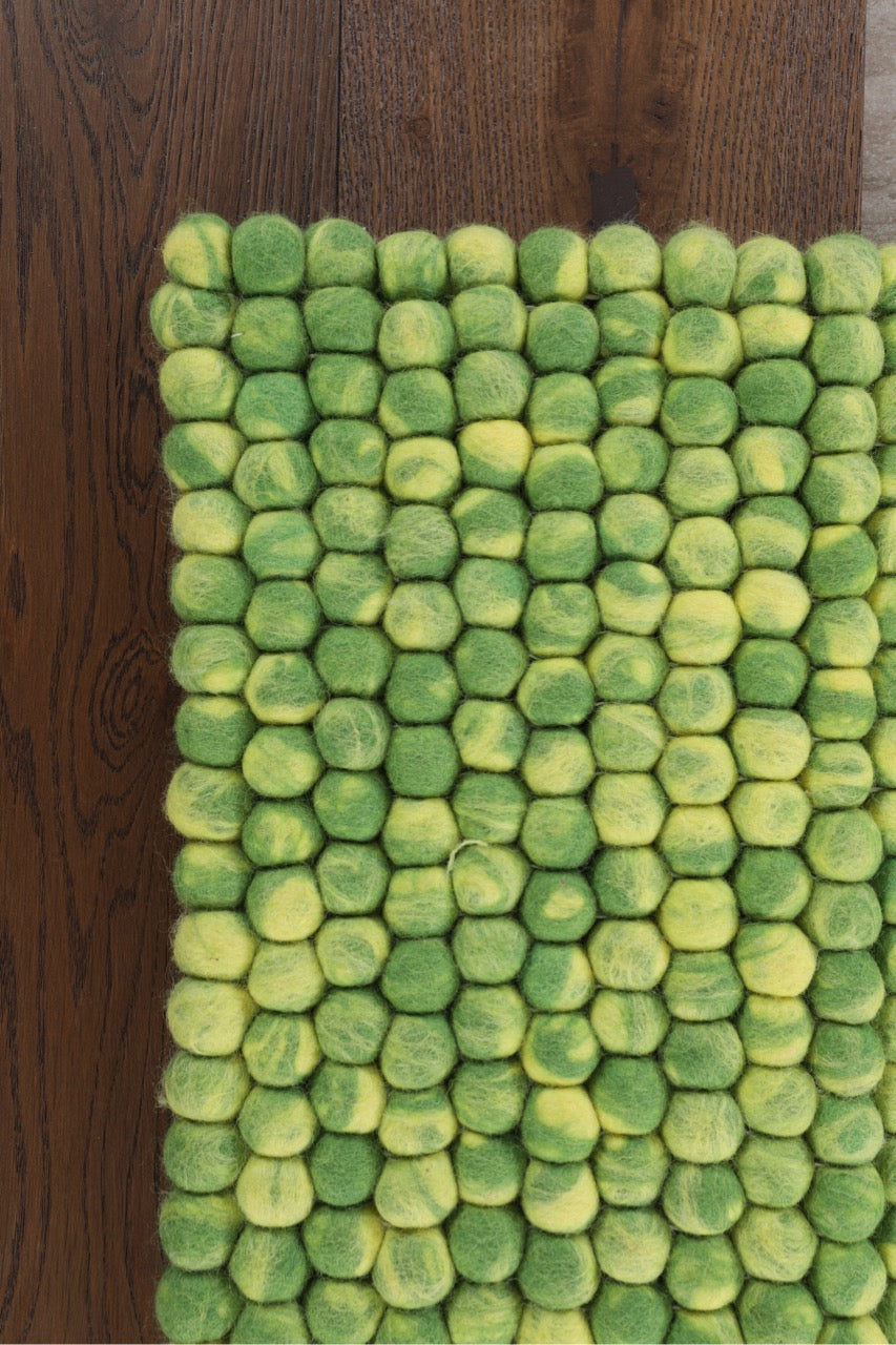 Nepal Handmade Felt Wool Modern Multi Green Runner Rug