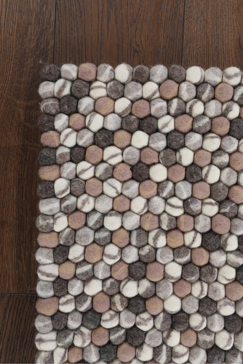 Nepal Handmade Felt Wool Modern Multi Grey Runner Rug