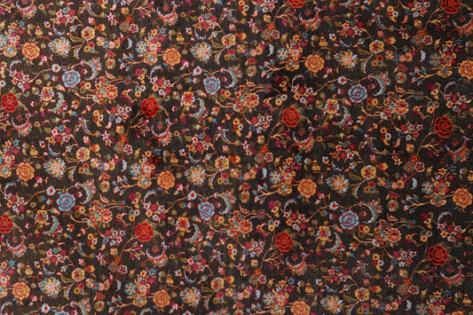 Fine Silk on Silk Kashmir Floral Fine Rug