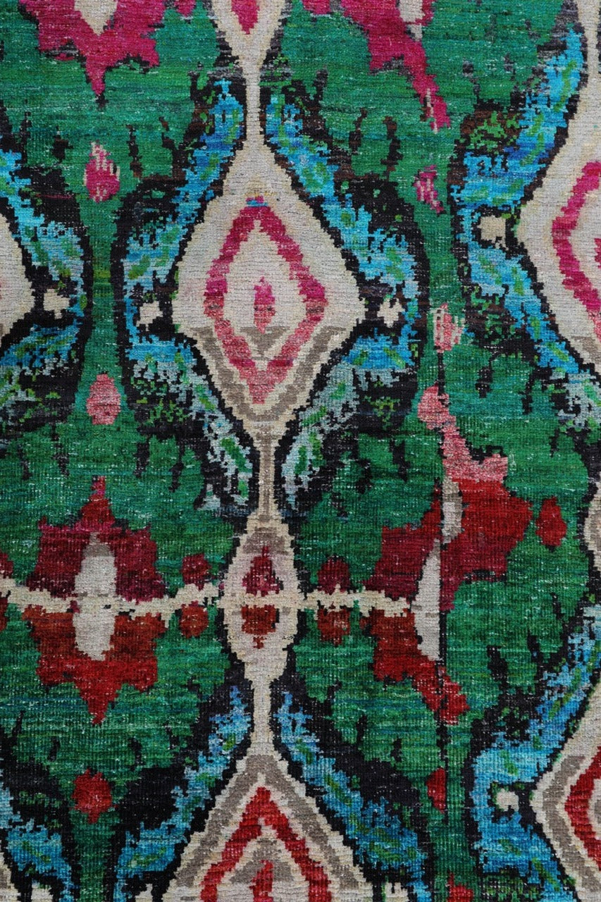 Indian Handmade Modern Blue Multicolor Silk Rug product image #28333873987754