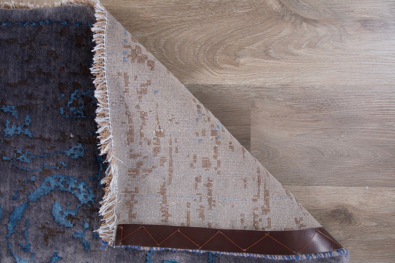 Handmade Persian Kerman Distressed Modern Wool And Silk Carpet