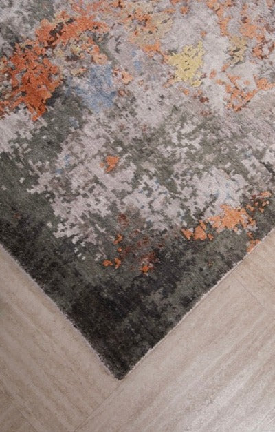 Hand Knotted Modern Abstract Indian Fine Wool And Silk Carpet product image #27637766062250