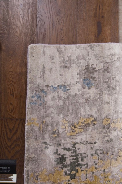 Hand Knotted Modern Abstract Indian Fine Wool And Silk Carpet