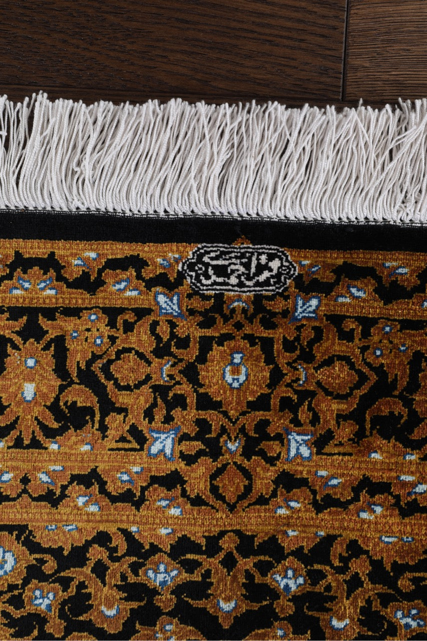 Silk Fine Hand-Knotted Traditional Persian Qom Rug