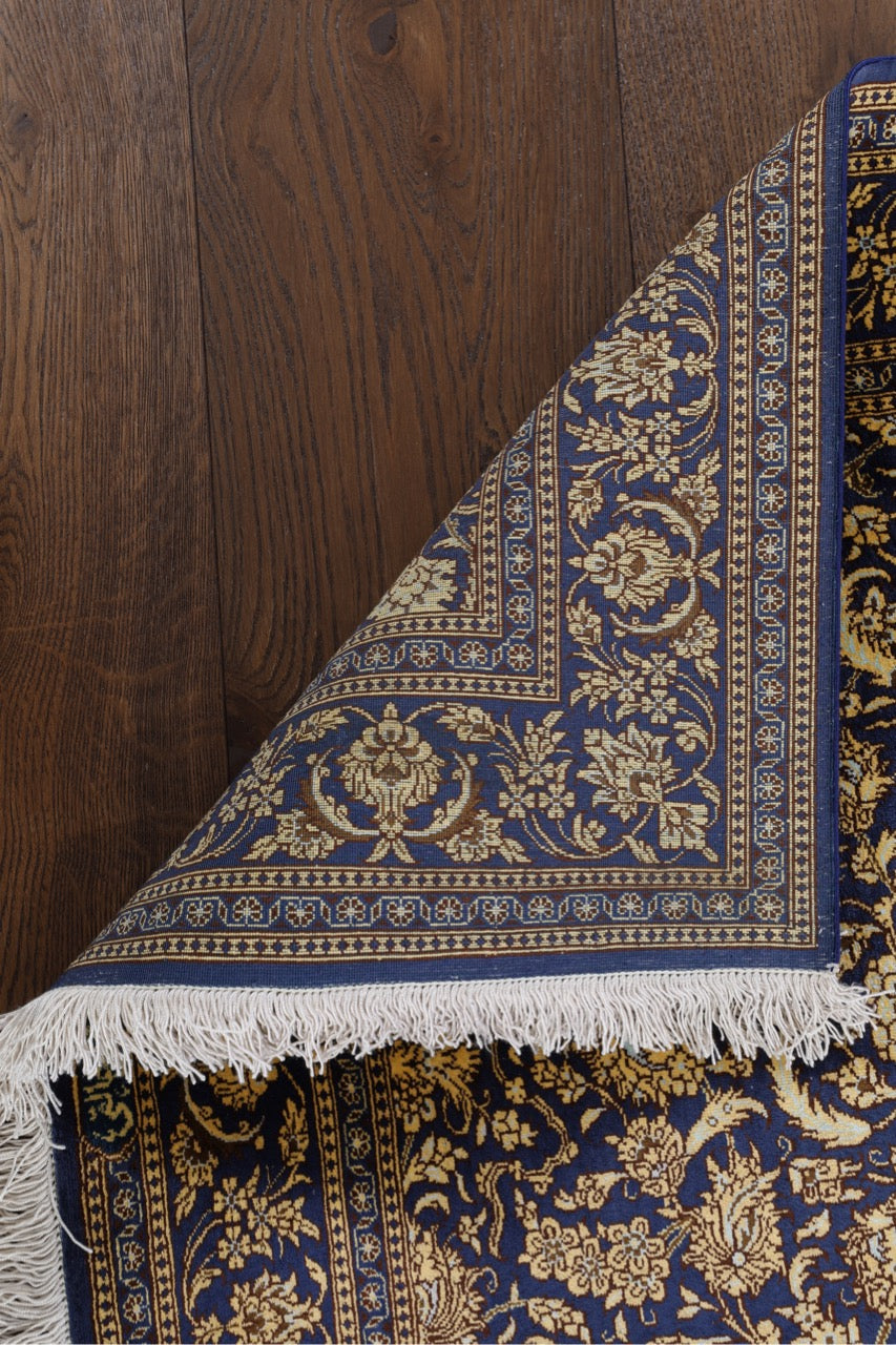 Traditional Hand-Knotted Fine Persian Qom Pure Silk Rug