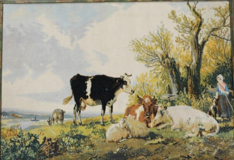 Persian Tabriz Natural Scenery Framed Rug