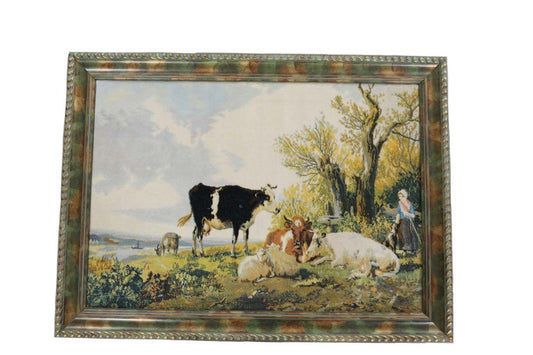 Persian Tabriz Natural Scenery Framed Rug