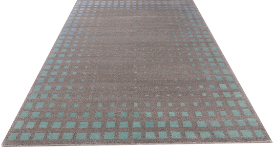 676 - Modern Fine Handmade Nepal Wool Carpet Blue Green Grey