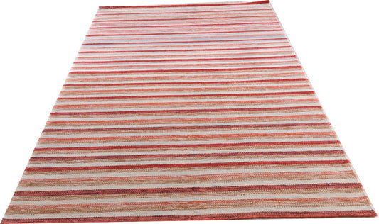 Handmade Modern Striped Multicolor Wool Kilim