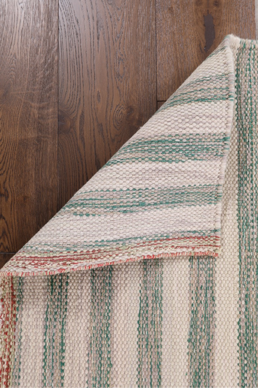 862 - Handmade Modern Striped Multicolor Flat Weave Kilim