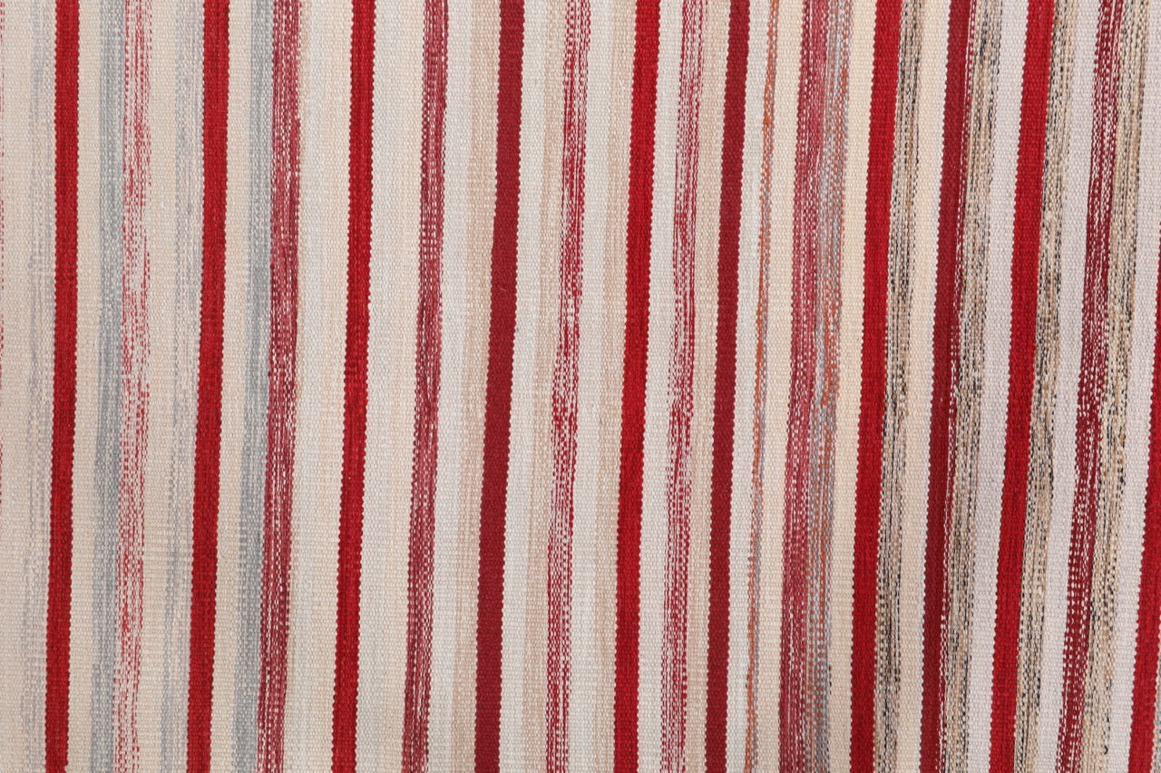 Handmade Modern Striped Multicolor Wool Kilim