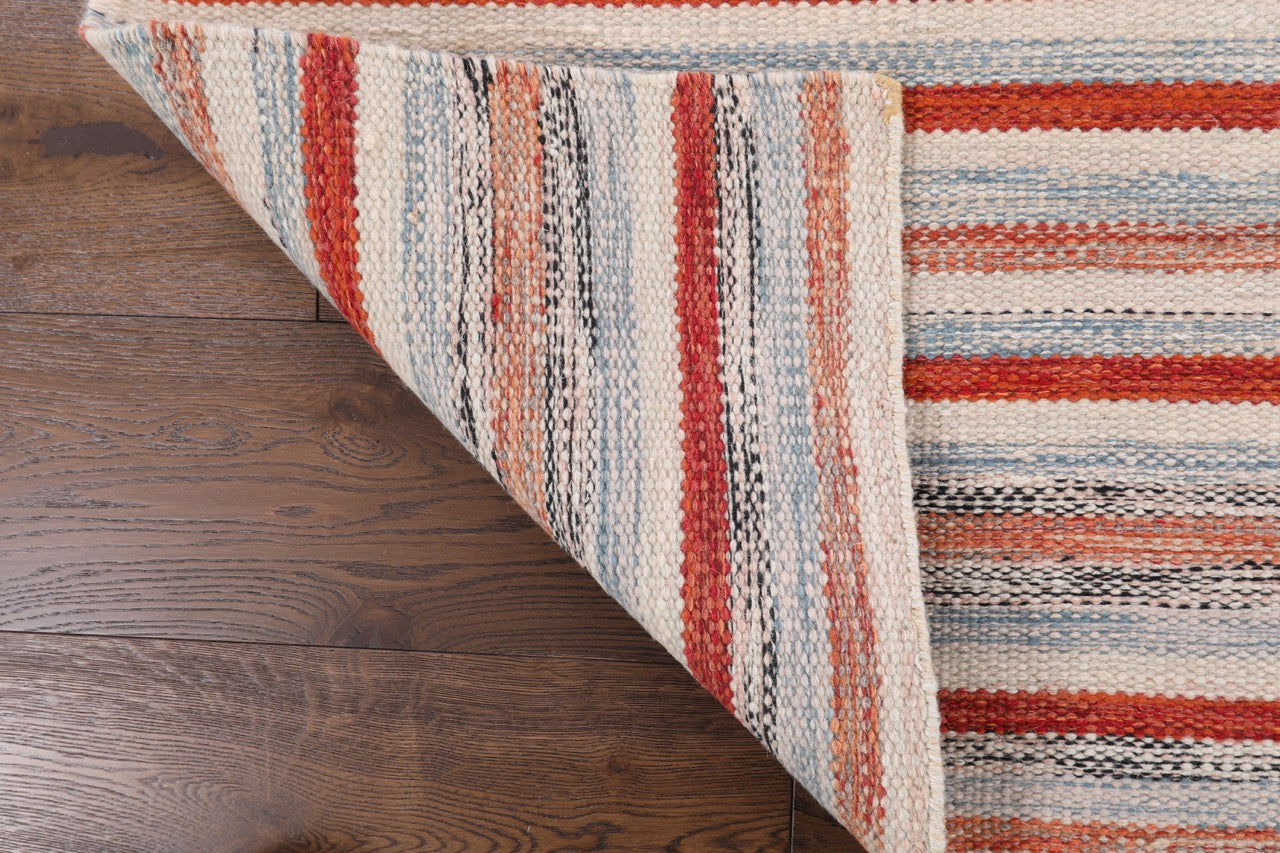 855 - Nepali Handmade Modern Wool Multicolor Kilim