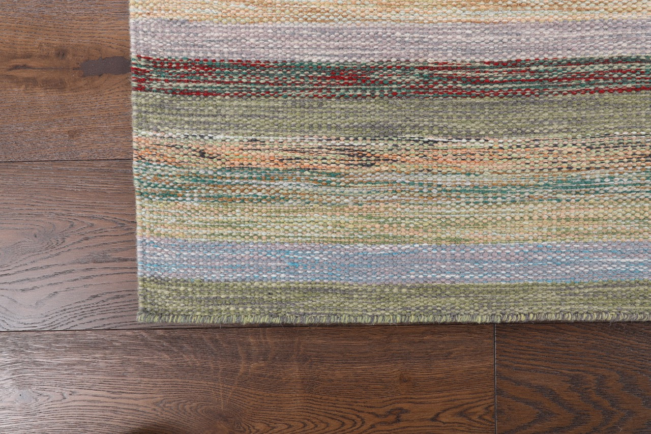 Modern Handmade Wool Multicolor Nepali Kilim