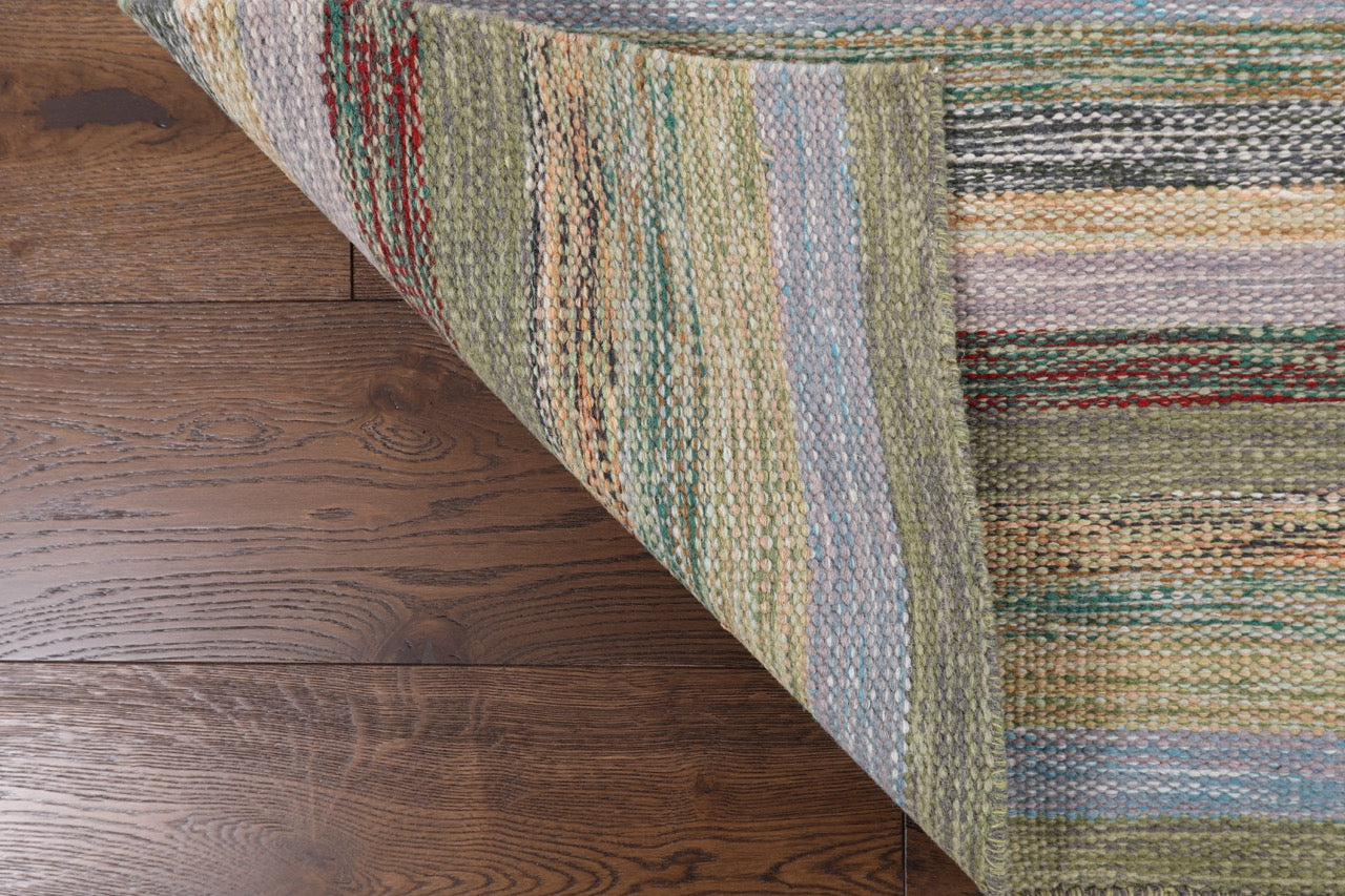 Modern Handmade Wool Multicolor Nepali Kilim