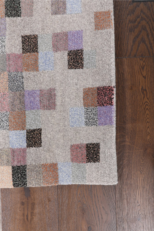 Modern Wool Handmade Multicolor Area Rug.