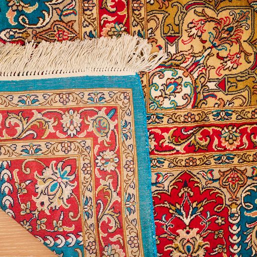 Indian Kashmir Handmade Silk Rug With Persian Design