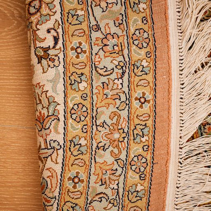 Indian Kashmir Traditional Pure Silk Handmade Round Rug-id10
