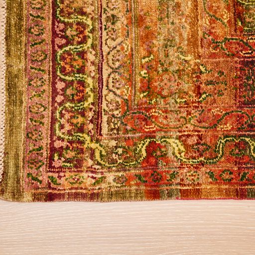 Indian Wool And Silk Rug With An Antique Design
