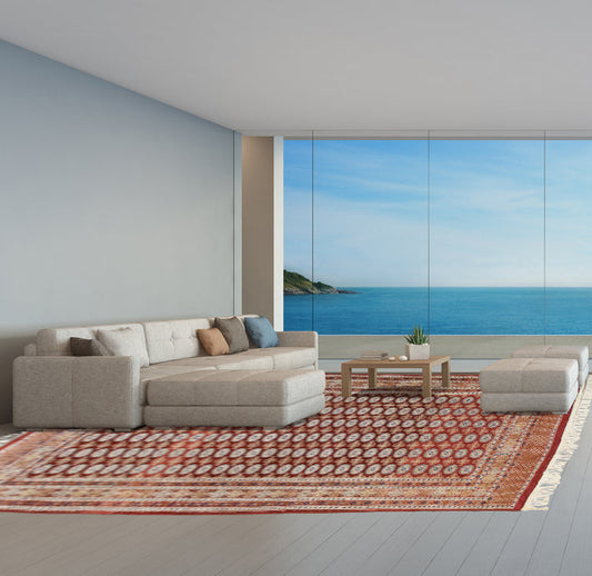 Traditional Pakistani Bokhara Handmade Wool Area Rug