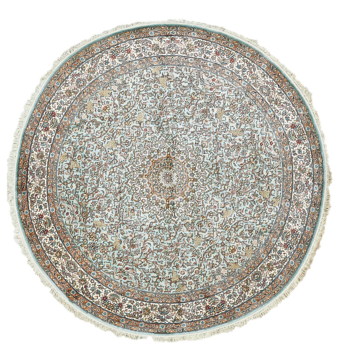 Indian Handmade Kashmir Traditional Pure Silk Round Rug product image #28339879510186