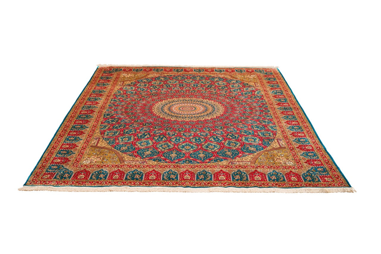 Indian Kashmir Handmade Silk Rug With Persian Design
