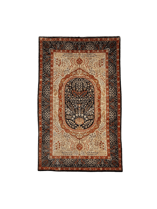 Semi Antique Silk Kashmir Rug French Design