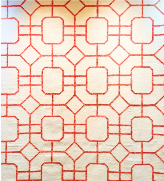 704 - Killim Fine Modern Indian Wool Ivory Red Carpet