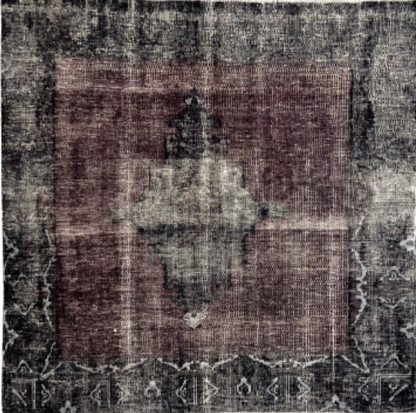 Handmade Square Rug Vintage Black And Burgundy Pakistan Wool Carpet-id1
