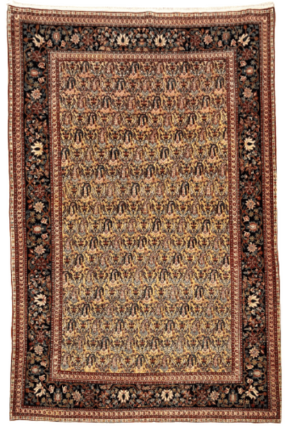 Fine Handmade Real Persian Farahan Antique Boteh Paisley Area Rug-id2
