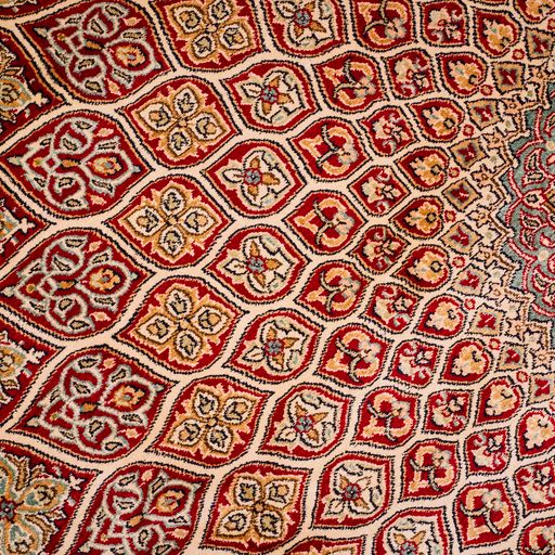 Kashmir Silk Rug with A Persian Gonbad Design