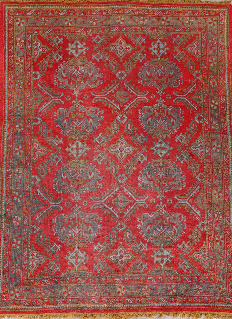 710 - Handmade Fine Antique Turkish Oushak Wool Area Rug