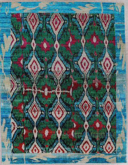 Indian Handmade Modern Blue Multicolor Silk Rug-id2
