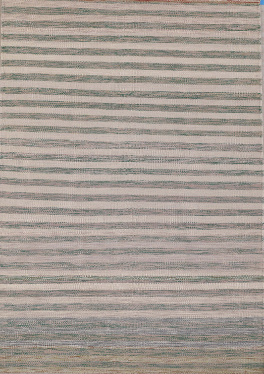 Handmade Modern Striped Multicolor Flat Weave Kilim