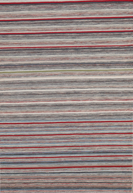 Handmade Modern Striped Multicolor Wool Kilim