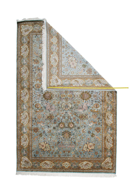 Indian Hand-knotted Traditional Floral  Fine Kashmir Area Rug-id3
