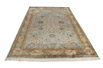 Indian Hand-knotted Traditional Floral  Fine Kashmir Area Rug-id4
