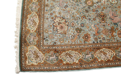 Indian Hand-knotted Traditional Floral  Fine Kashmir Area Rug-id5
