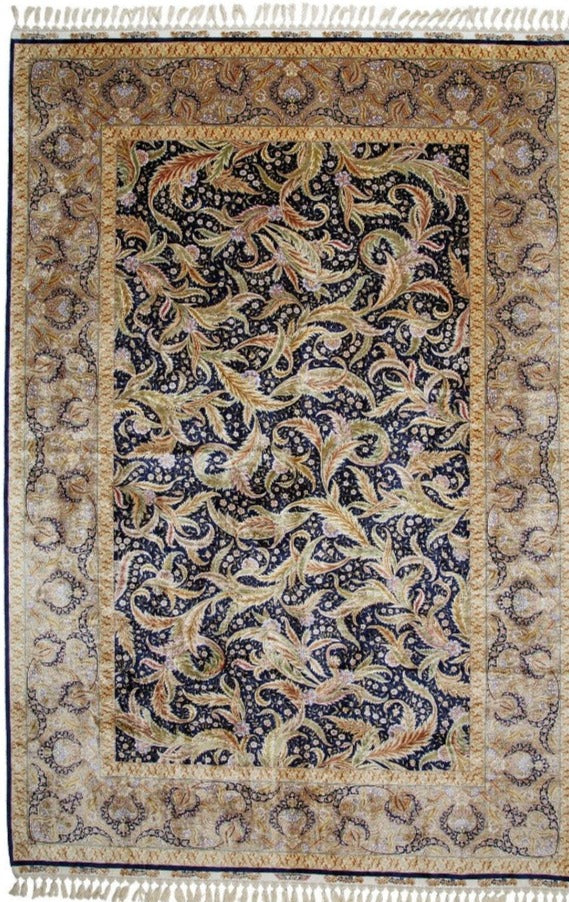 China Traditional Floral Silk Rug With Turkish Pattern And China Design