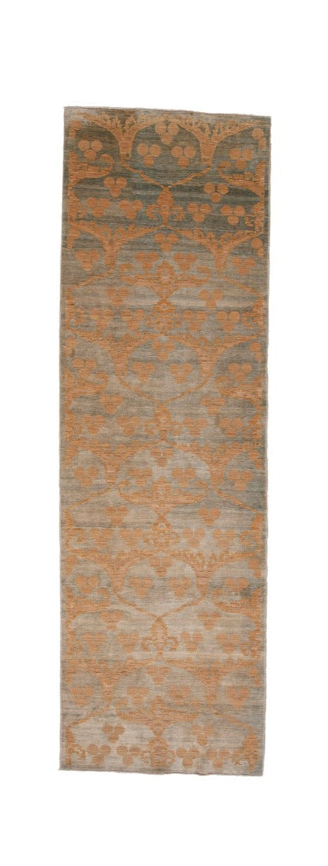 Pakistan Handmade Modern Wool And Silk Runner Rug
