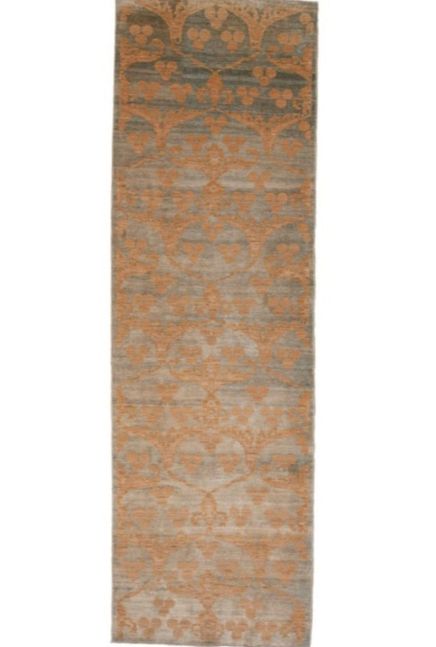 Pakistan Handmade Modern Wool And Silk Runner Rug