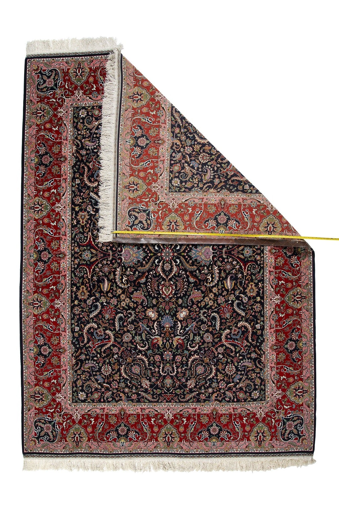 Traditional Persian Tabriz Hand-Knotted Wool & Silk Area Rug