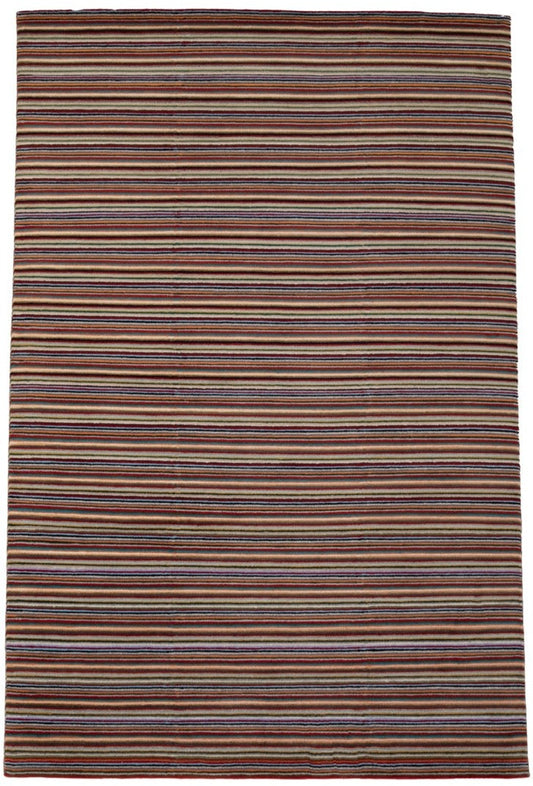 Modern Wool Striped Multicolor Indian Area Rug