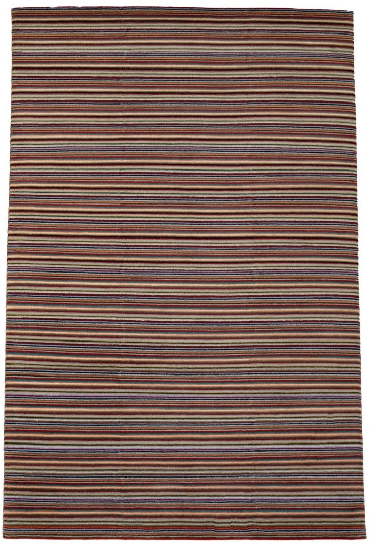 Modern Wool Striped Multicolor Indian Area Rug product image #27609786876074